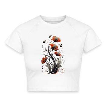 Mohnblume, Mohn, Klatschmohn, Blume, Garten, Natur - Frauen Cropped T-Shirt - Weiß - Vorne - Marisol (170cm)