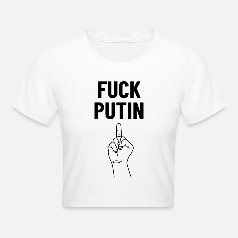 Fuck Poutine avec le majeur - Crop top - blanc