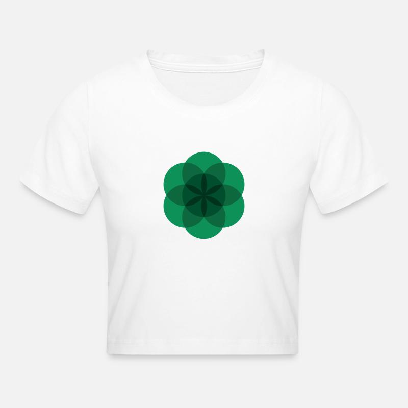 Fleur de vie verte - Crop top - blanc
