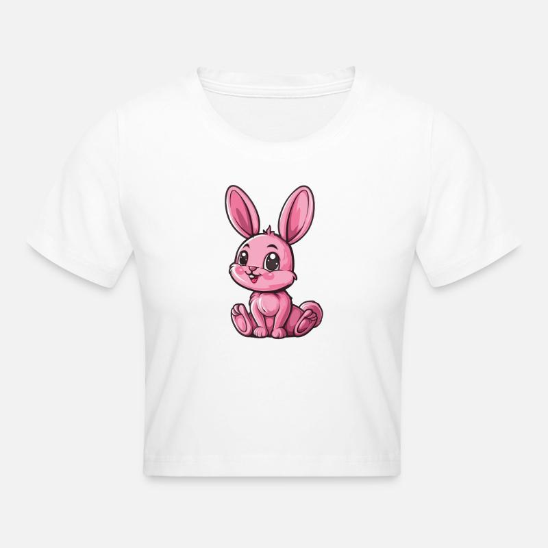 Pink cheeky Bunny - Cropped T-Shirt - white