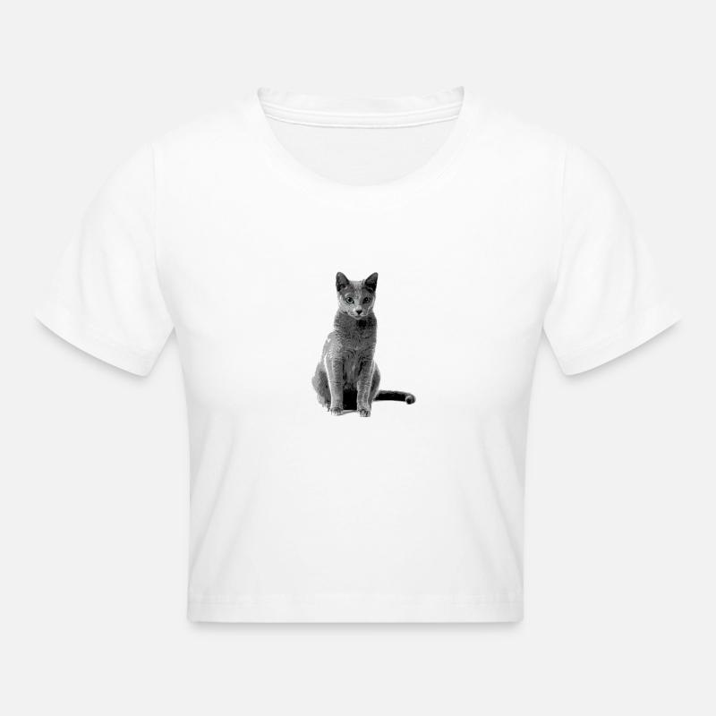 Chat bleu russe - Crop top - blanc