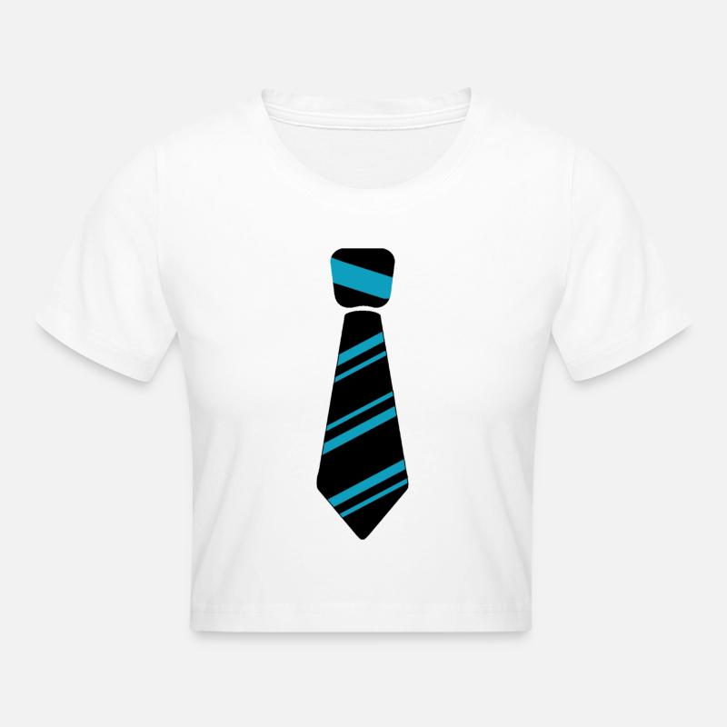 cravate bleue - Crop top - blanc