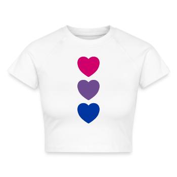 Herzen Bi Flagge Farben Subtiler Stolz - Frauen Cropped T-Shirt - Weiß - Vorne - Marisol (170cm)