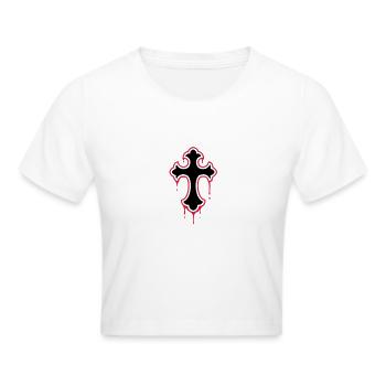 gothic, splatter, cross - Frauen Cropped T-Shirt - Weiß - Vorne - Marisol (170cm)