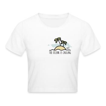 The ocean is calling - Frauen Cropped T-Shirt - Weiß - Vorne - Marisol (170cm)