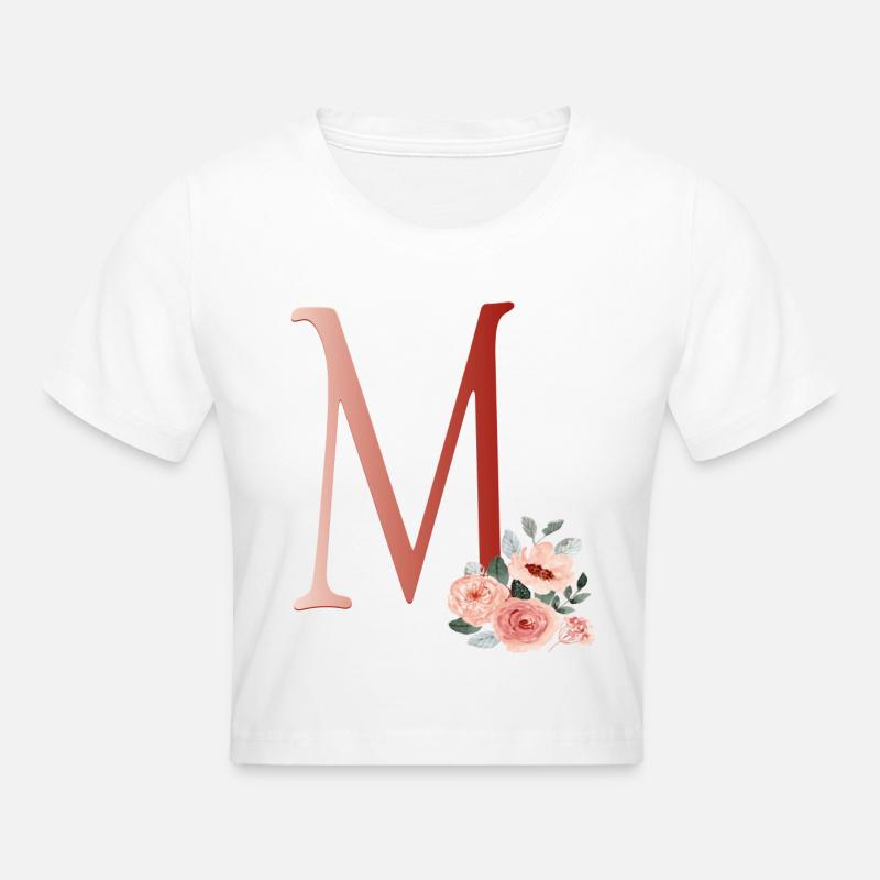 Lettre M avec des fleurs - Crop top - blanc