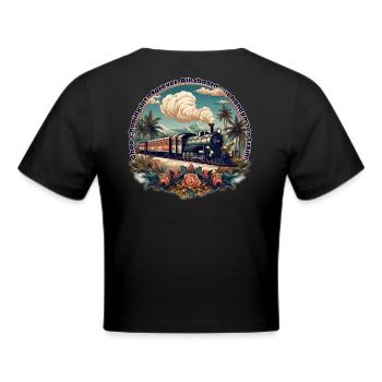 Tschuuu Flitterwochen-Zug - Frauen Cropped T-Shirt - Schwarz - Hinten - Marisol (170cm)