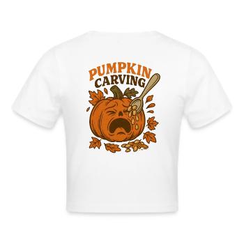 Pumkin Carving - Cropped T-Shirt - white - Back - Marisol (170cm)
