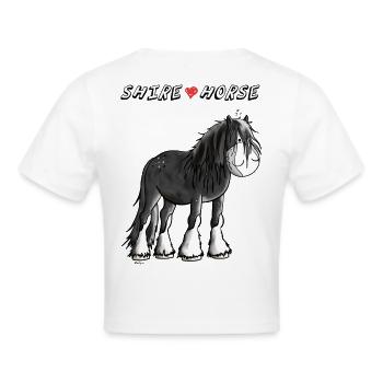 Da steht ein Shire Horse - Frauen Cropped T-Shirt - Weiß - Hinten - Marisol (170cm)