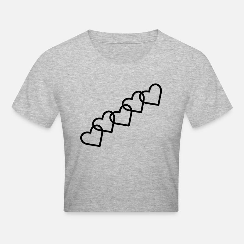 Petits coeurs noirs - Crop top - gris chiné