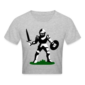 Ritter Spielzeug - Frauen Cropped T-Shirt - Grau meliert - Vorne - Liana (172cm)