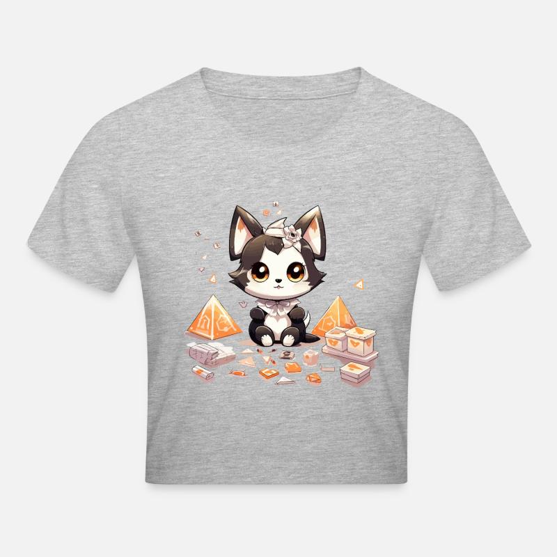 Chibi Chiot Diamant Trésor - Crop top - gris chiné