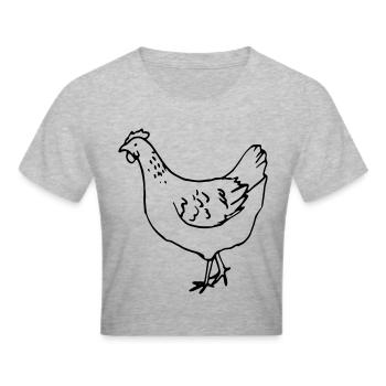 Huhn - Henne - Frauen Cropped T-Shirt - Grau meliert - Vorne - Liana (172cm)