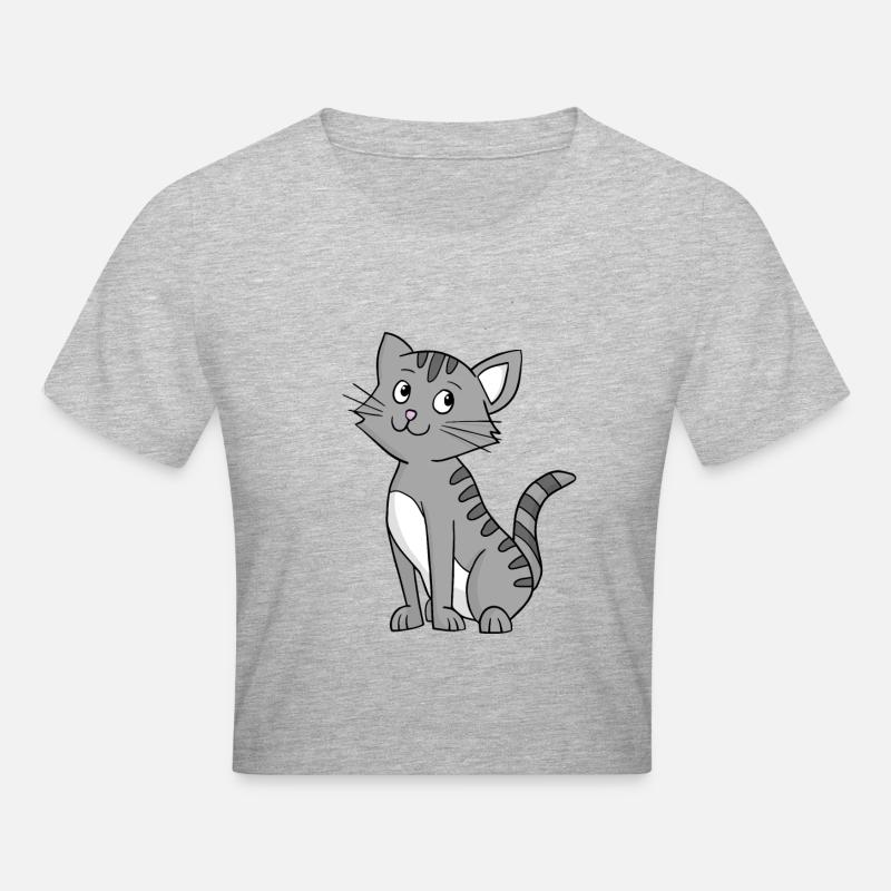 Chat gris - Crop top - gris chiné
