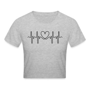 Herzschlag EKG - Frauen Cropped T-Shirt - Grau meliert - Vorne - Liana (172cm)