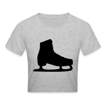 schlittschuh - Frauen Cropped T-Shirt - Grau meliert - Vorne - Liana (172cm)