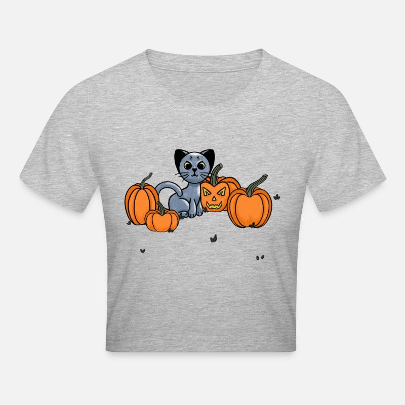 Chat de minuit - Crop top - gris chiné