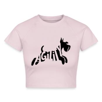Agility Schnauzer SVG Vektor Farbe wählbar - Frauen Cropped T-Shirt - Grau meliert - Vorne - Liana (172cm)