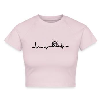 GESCHENK - EKG HERZLINIE DISCOKUGEL Black - Frauen Cropped T-Shirt - Grau meliert - Vorne - Liana (172cm)