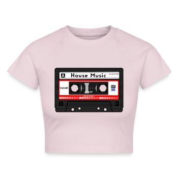 HOUSE MUSIC KASSETTE - Frauen Cropped T-Shirt - Grau meliert - Vorne - Liana (172cm)