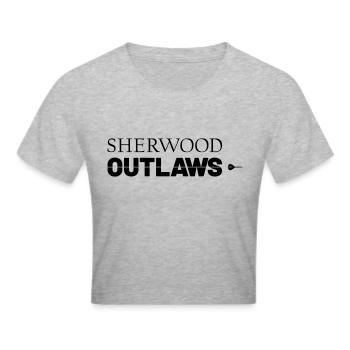 sherwood outlaws Dart - Frauen Cropped T-Shirt - Grau meliert - Vorne - Liana (172cm)