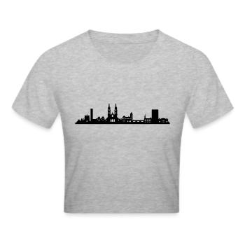 Skyline Basel - Frauen Cropped T-Shirt - Grau meliert - Vorne - Liana (172cm)
