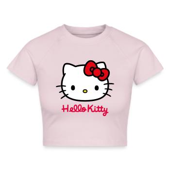 Hello Kitty Classic With Hello Kitty Lettering - Cropped T-Shirt - heather grey - Front - Liana (172cm)