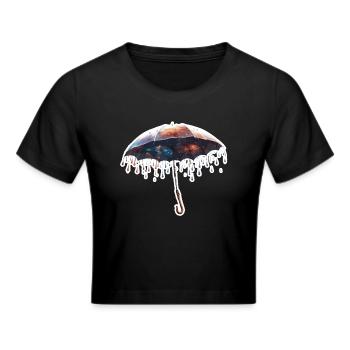 Umbrella / Weather / Precipitation / Raindrops - Cropped T-Shirt - black - Front - Marisol (170cm)