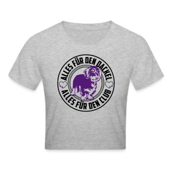 Alles für den Dackel | Farben änderbar - Frauen Cropped T-Shirt - Grau meliert - Vorne - Liana (172cm)