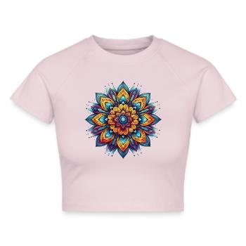 Mandala Harmony - Cropped T-Shirt - heather grey - Front - Liana (172cm)