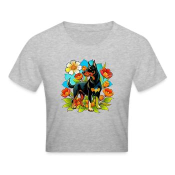 Gros chien beauceron - Crop top - gris chiné - Devant - Liana (172cm)
