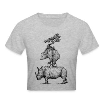 Eisbärrad - Frauen Cropped T-Shirt - Grau meliert - Vorne - Liana (172cm)