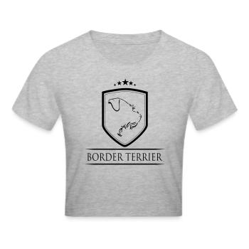 BORDER TERRIER WAPPEN - Frauen Cropped T-Shirt - Grau meliert - Vorne - Liana (172cm)