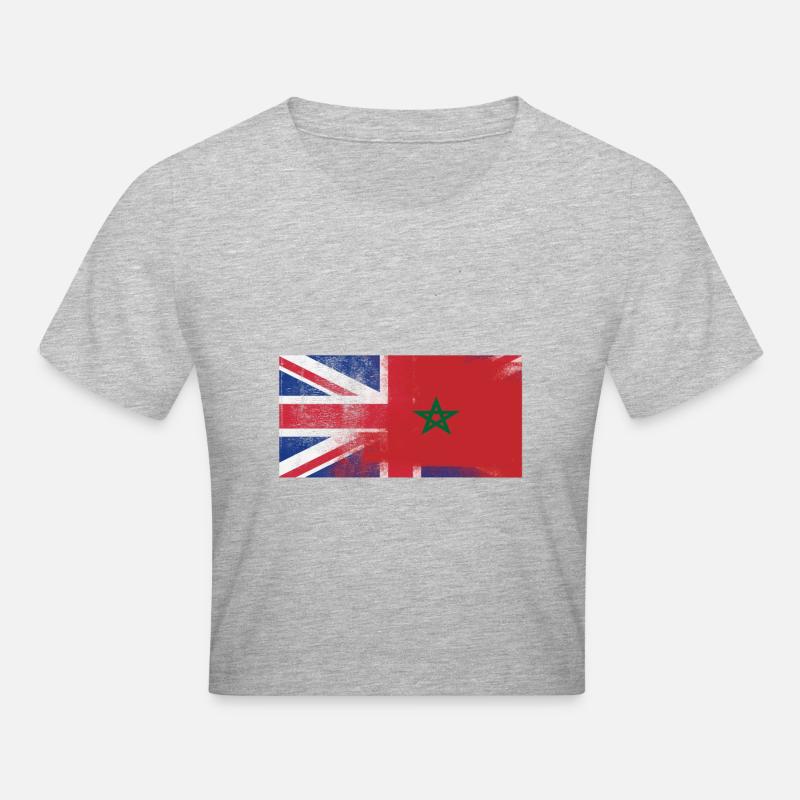 Britannique Maroc Maroc Moitié Royaume-Uni Drapeau - Crop top - gris chiné