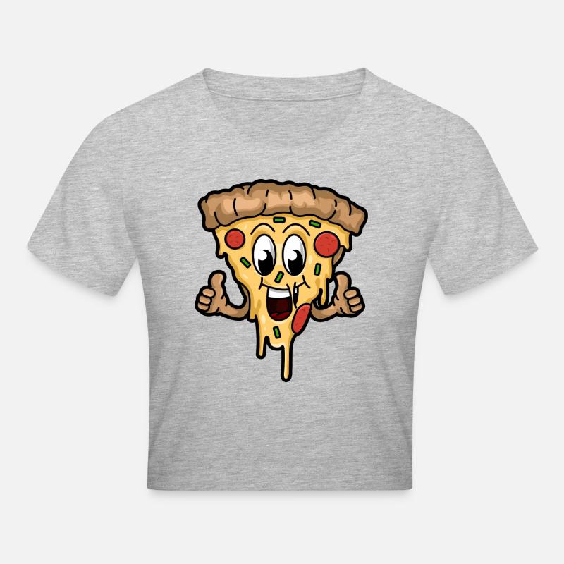 Tranche de pizza heureuse - Crop top - gris chiné