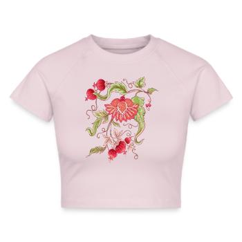 Blumenranke Ornament - Frauen Cropped T-Shirt - Grau meliert - Vorne - Liana (172cm)