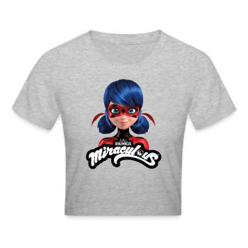 Miraculous Ladybug Mit Logo - Frauen Cropped T-Shirt - Grau meliert - Vorne - Liana (172cm)