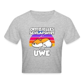 Offizielles Schlafshirt Von Uwe - Frauen Cropped T-Shirt - Grau meliert - Vorne - Liana (172cm)