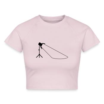Headlights on stand with light cone monochrome - Cropped T-Shirt - heather grey - Front - Liana (172cm)