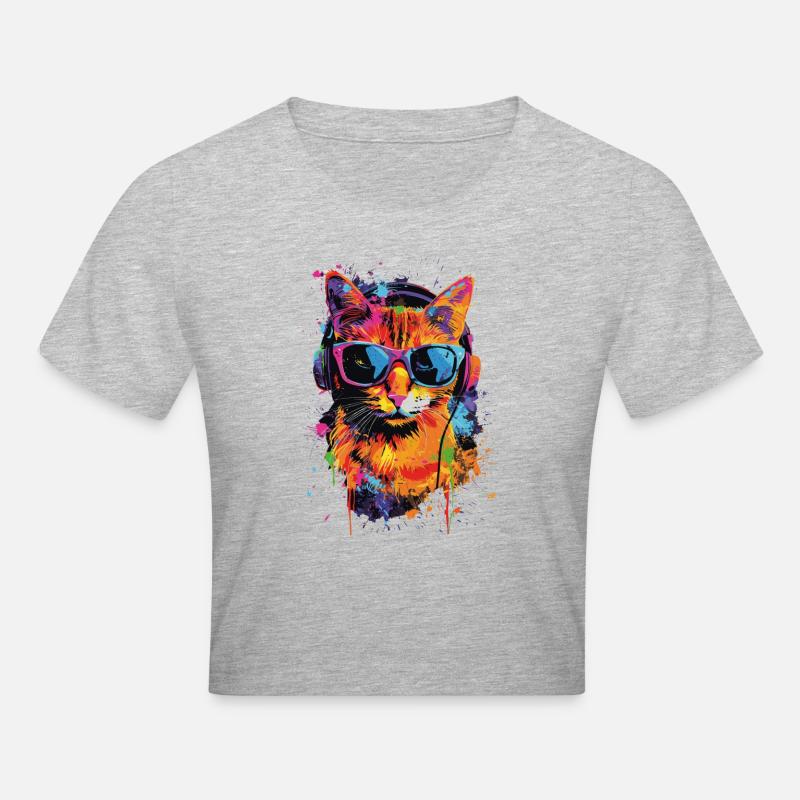 Chat - Crop top - gris chiné