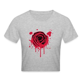 Rote Blut Spritzer Klex Graffiti Rose - Frauen Cropped T-Shirt - Grau meliert - Vorne - Liana (172cm)