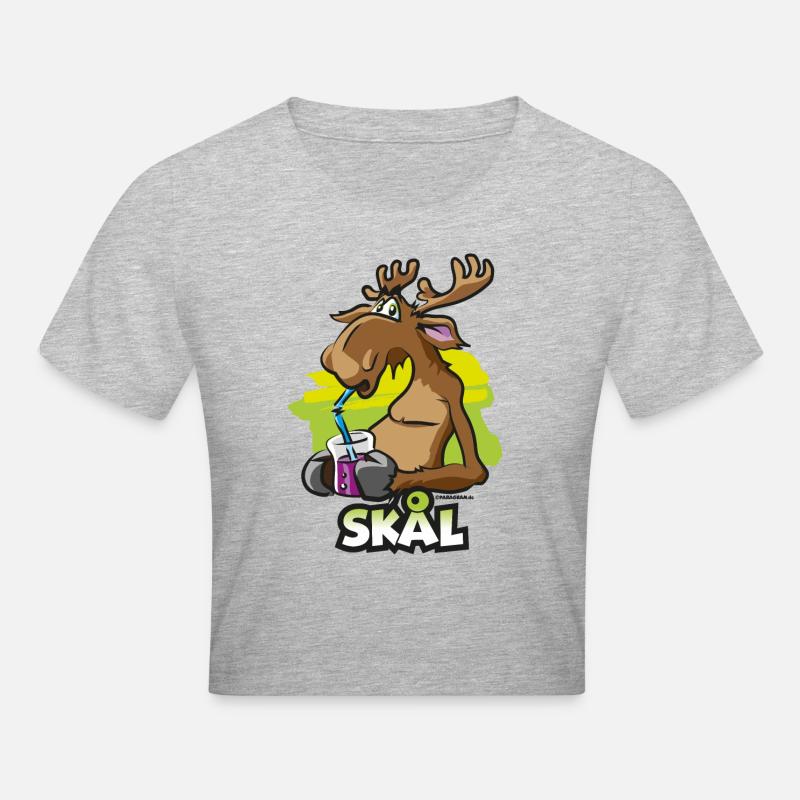 Drôle Moose Sweden Scaly Blueberries Comic - Crop top - gris chiné