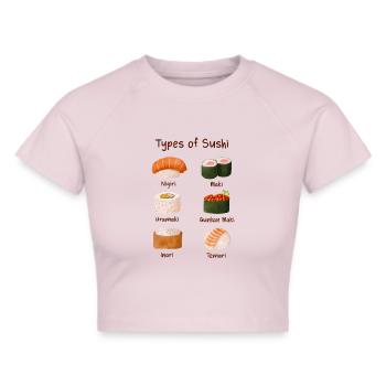Aquarellmalerei Arten von Sushi - Frauen Cropped T-Shirt - Grau meliert - Vorne - Liana (172cm)