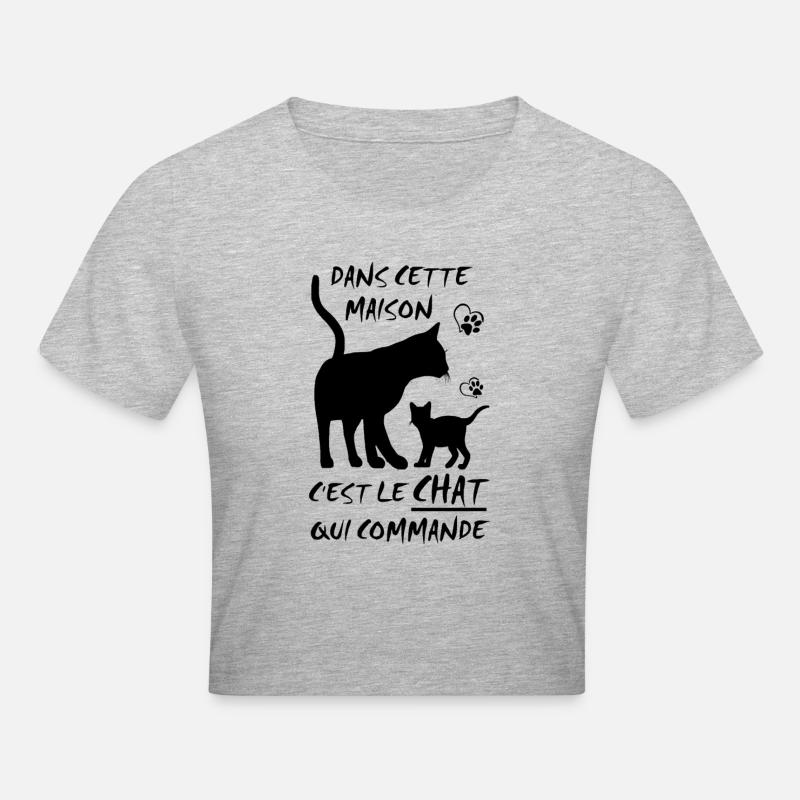 le Chat qui Commande - Crop top - gris chiné