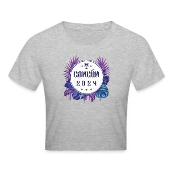 Cancun 2024 - Frauen Cropped T-Shirt - Grau meliert - Vorne - Liana (172cm)