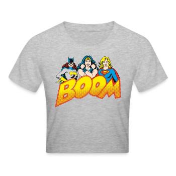 DC Comics Originals Wonder Woman Supergirl - Frauen Cropped T-Shirt - Grau meliert - Vorne - Liana (172cm)