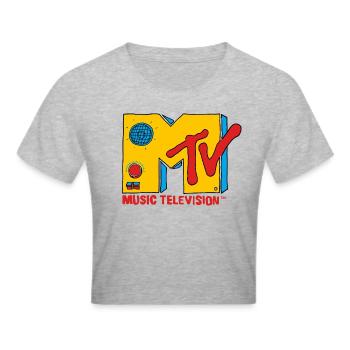 MTV Music Television Radio Logo - Cropped T-Shirt - heather grey - Front - Liana (172cm)