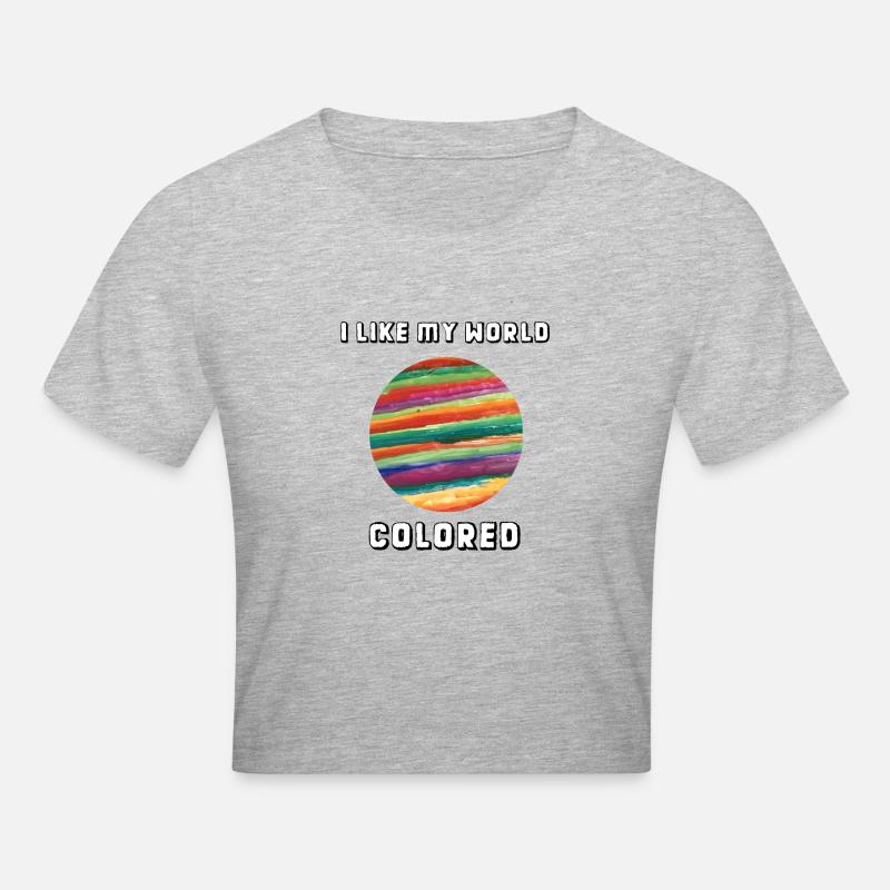J'aime mon monde coloré - Crop top - gris chiné