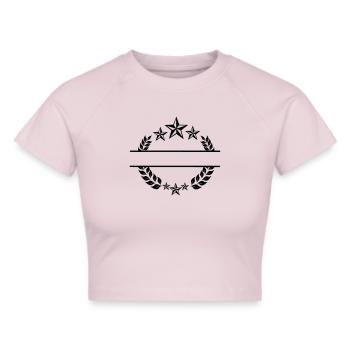 Lorbeerkranz mit Sternen - Frauen Cropped T-Shirt - Grau meliert - Vorne - Liana (172cm)