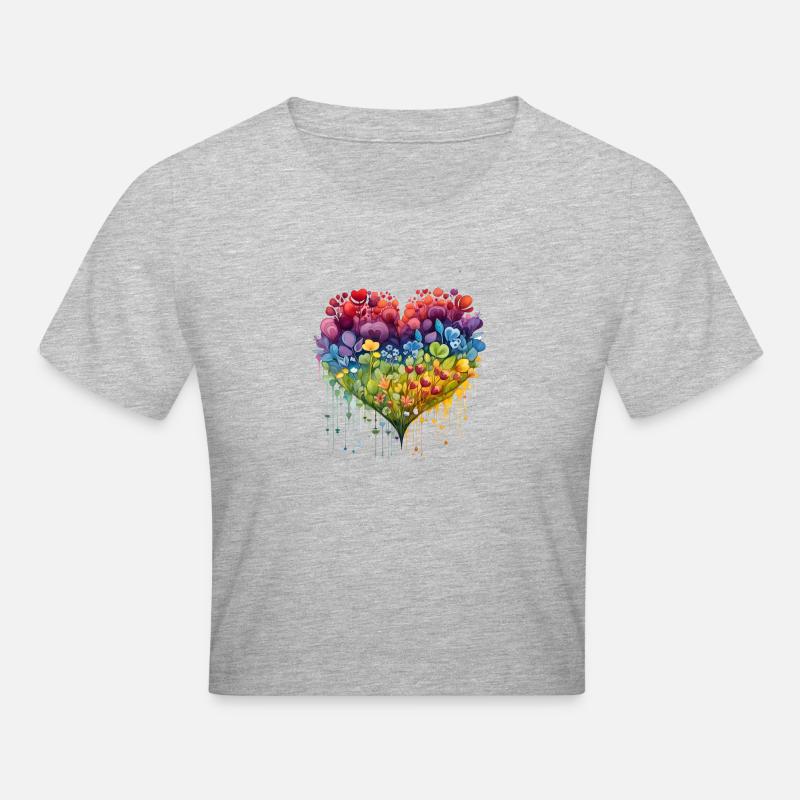 Cœur de fleur - Crop top - gris chiné